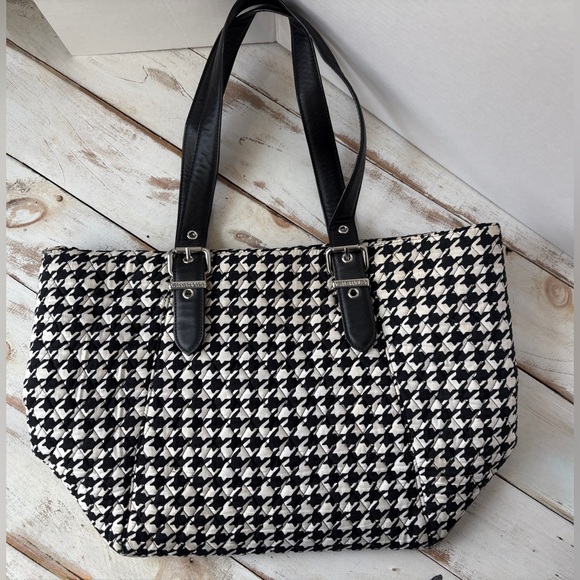 VERA BRADLEY quilted houndstooth tote weekend bag teacher purse travel casual - Picture 7 of 16